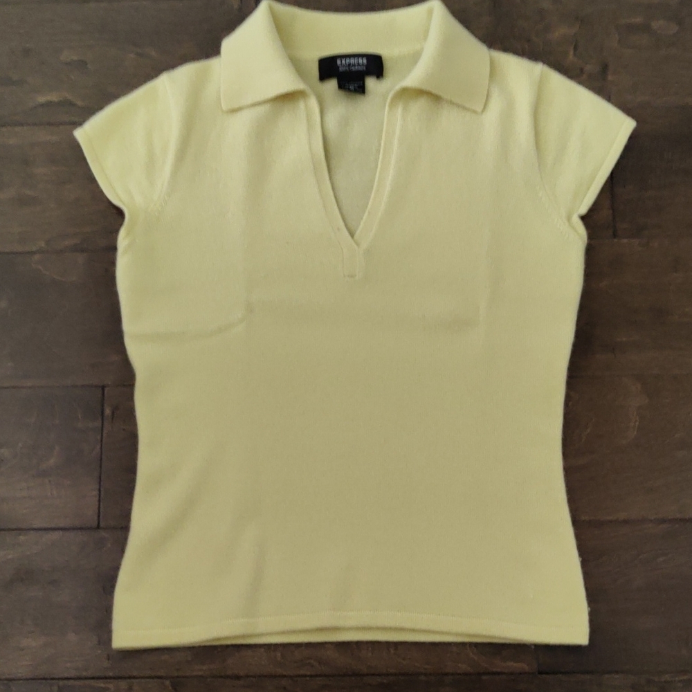 Express Women's Yellow Cashmere Short Sleeve Top